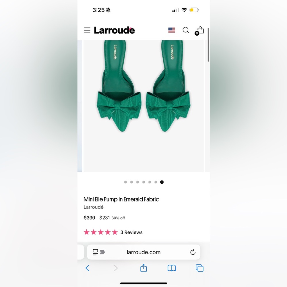 Larroudé Emerald Green Mini Elle Pumps - Picture 3 of 3